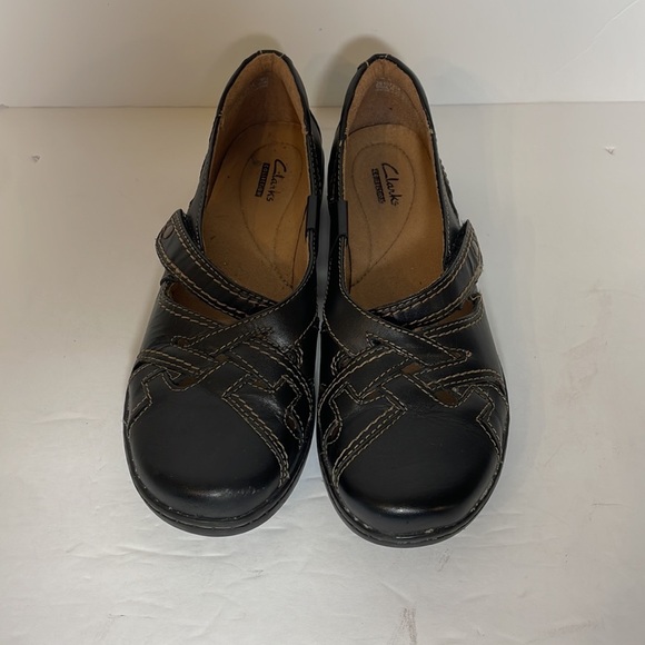 Clarks Women’s Evianna Peal Leather Flat Shoes Black 8 - Picture 3 of 8